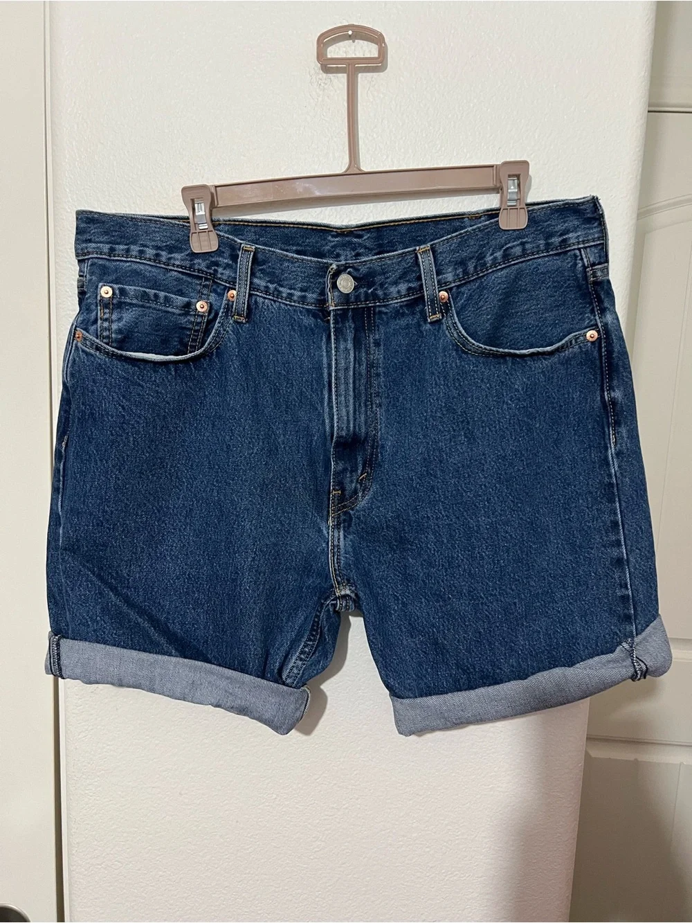 Levi's Women's 405 Rolled Hem Dark Blue Denim Shorts